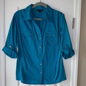 Zac & Rachel Teal Button-Up Shirt Women's Size XL